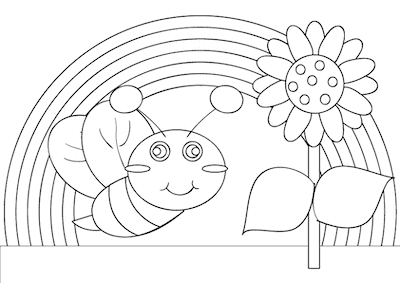 Bi og blomst tegning