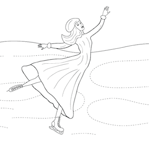 Tegning af skøjteprinsesse på is