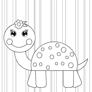 Tegning af glad skildpadde