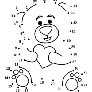 Prik til prik bamse med hjerte